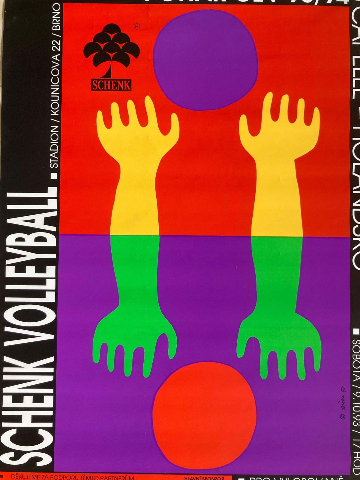 Original Sport Design Volleyball Poster   1993 / Czechoslovakia photo Art