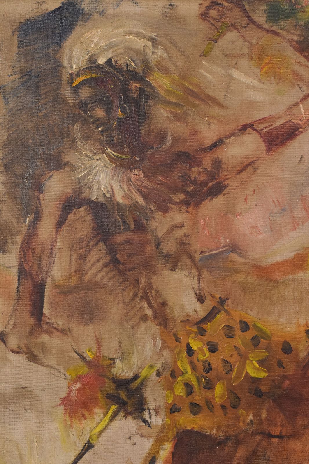 Afrikaanse Dansende Krijger Met Haan photo Kunst