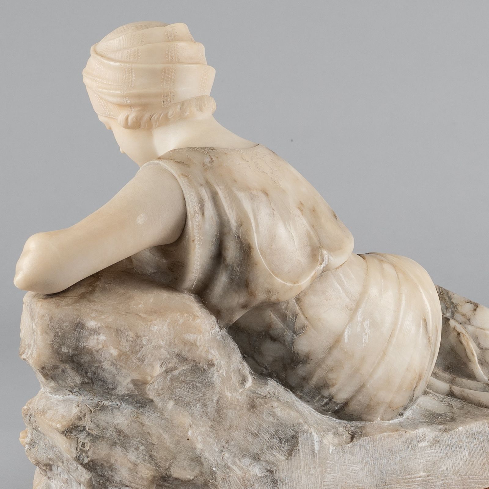 photo furniture Stunning Italian Two Tone Carved Alabaster Sculpture By Gugielmo Pugi