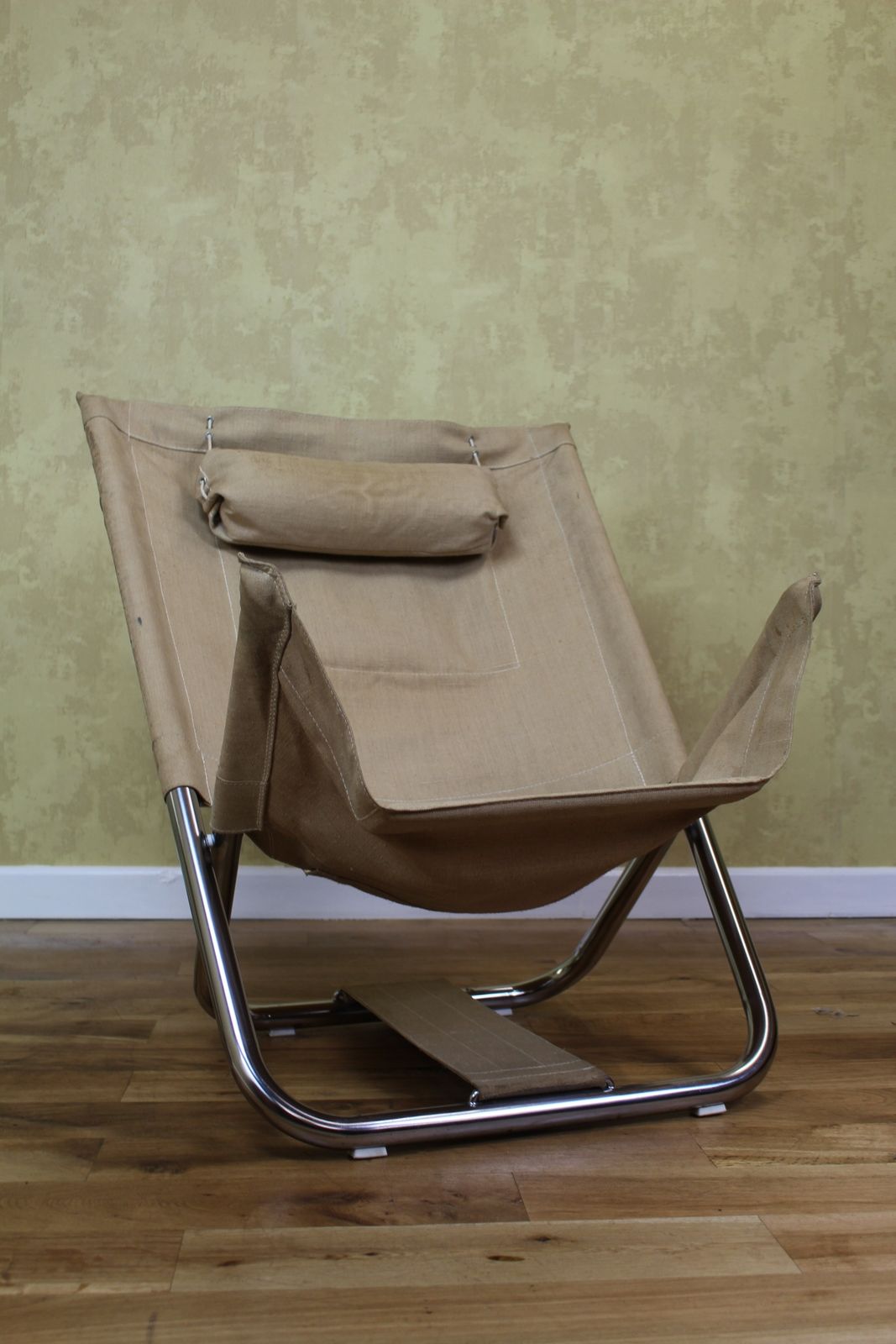 Lindau And Lindekrantz X75 Folding Chrome Garden /Beach Chair 1970’s