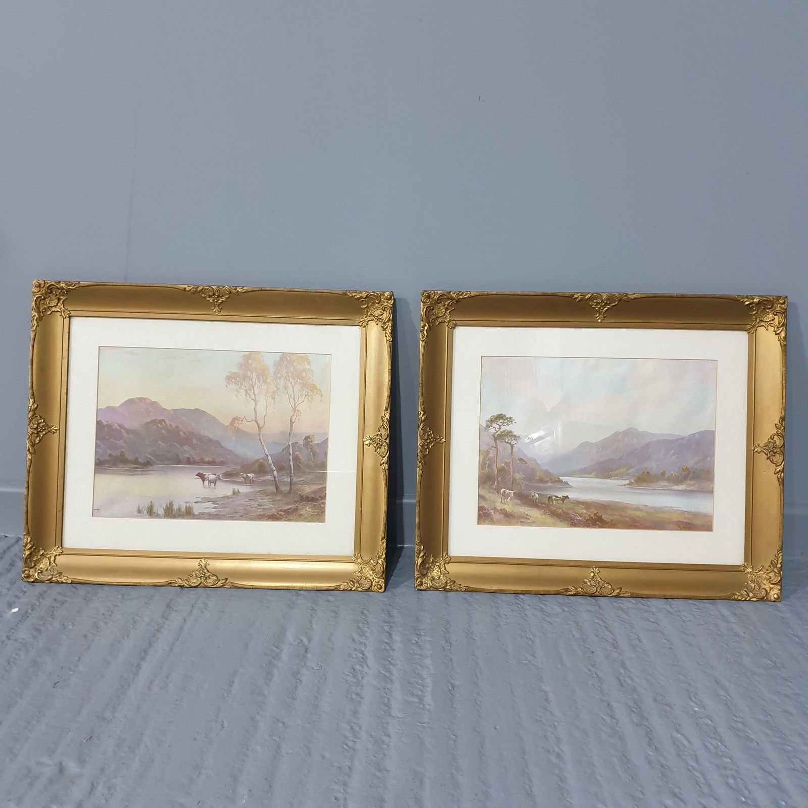 Pair Victorian Signed Prints
