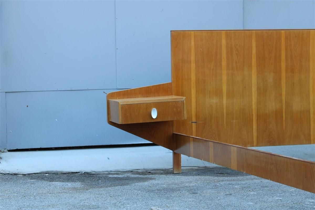 Large Mid Century Italian Bed In Chestnut And Brass By Gio Ponti Attributed 1950 photo 6714.0