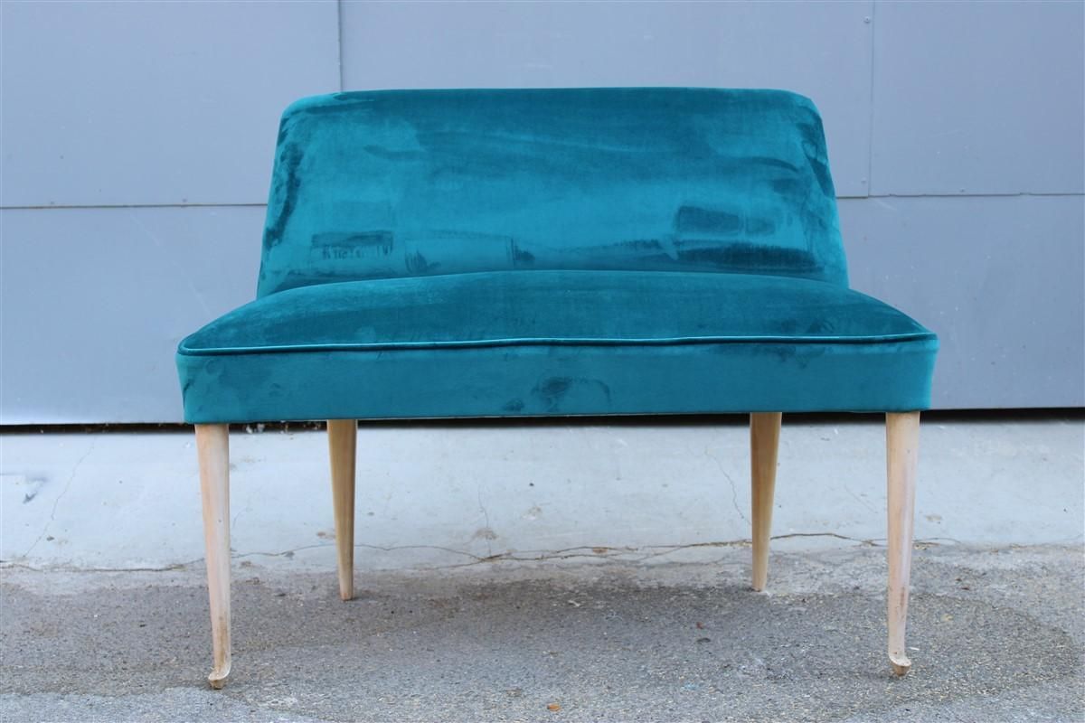 Small Sofa Italian Mid Century Design Green Velvet Cesare Lacca, 1950s photo furniture