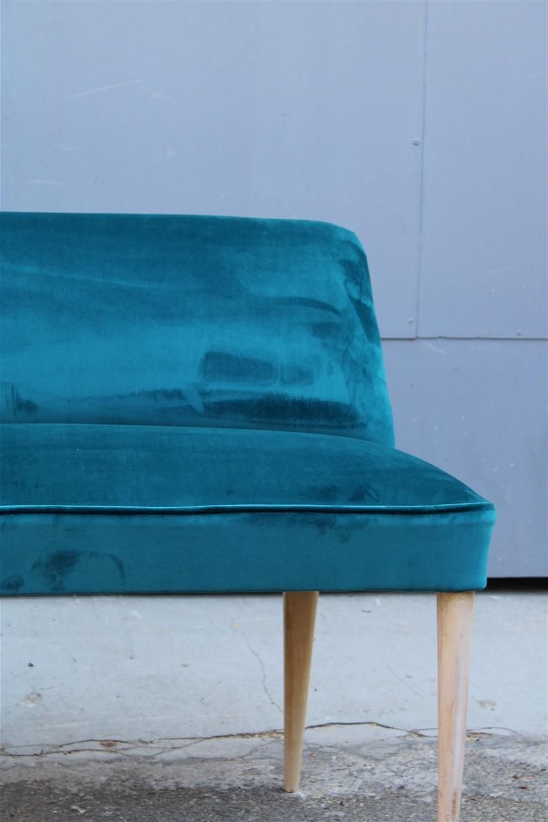 Small Sofa Italian Mid Century Design Green Velvet Cesare Lacca, 1950s photo Furniture