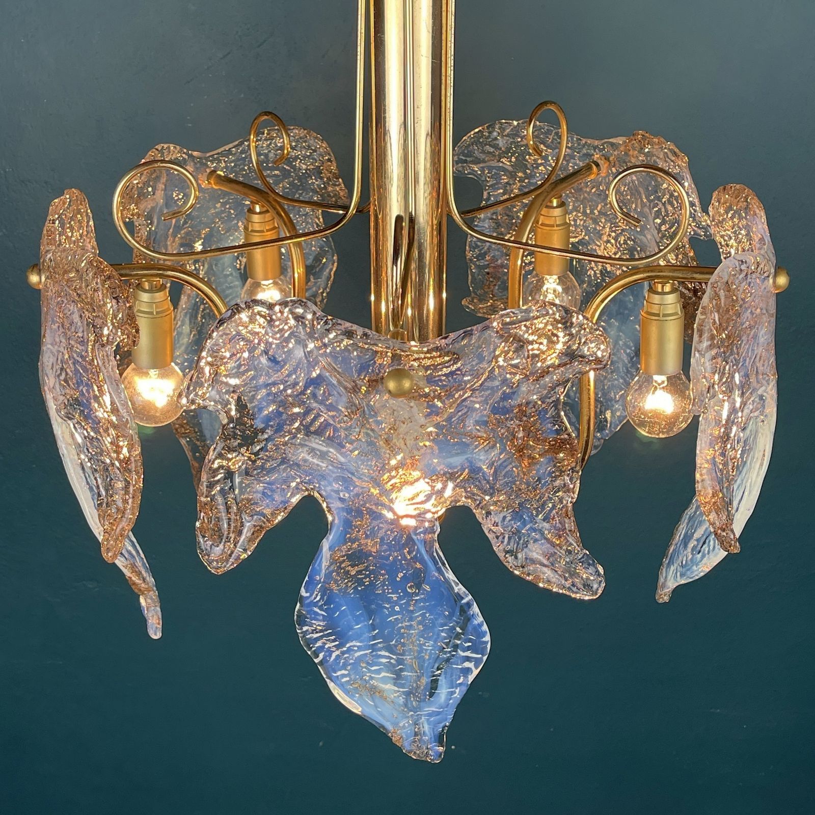 Vintage Murano Ice Glass Chandelier Italy 1970s photo vintage