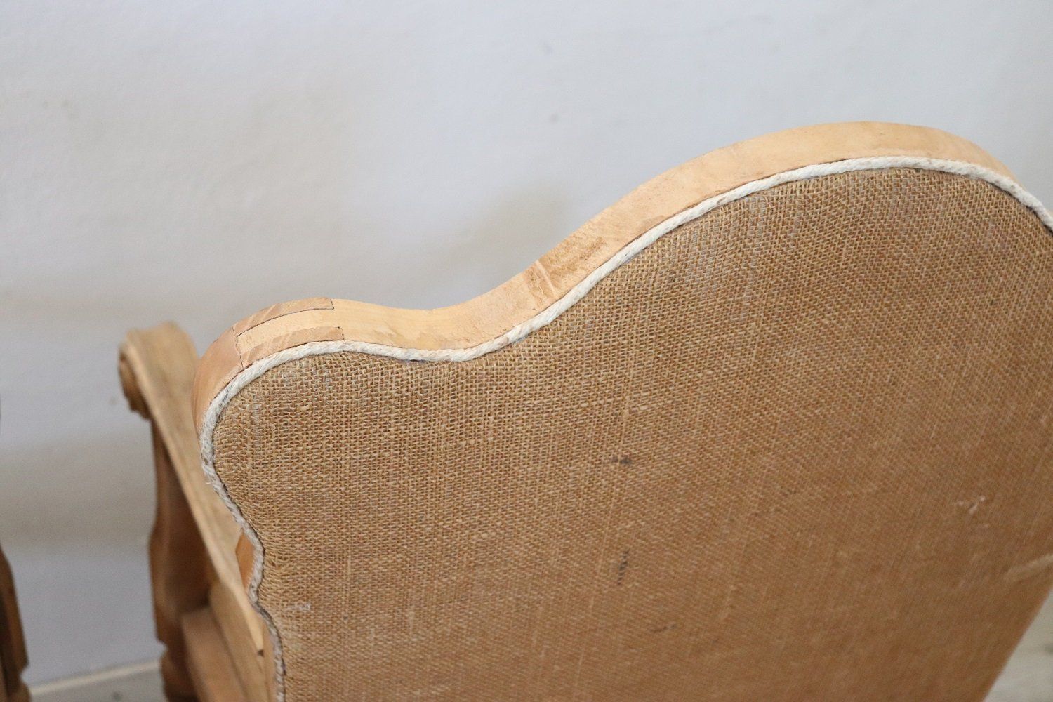 Furniture Jute And Poplar Wood Armchairs, 1930s, Set Of 2 photo