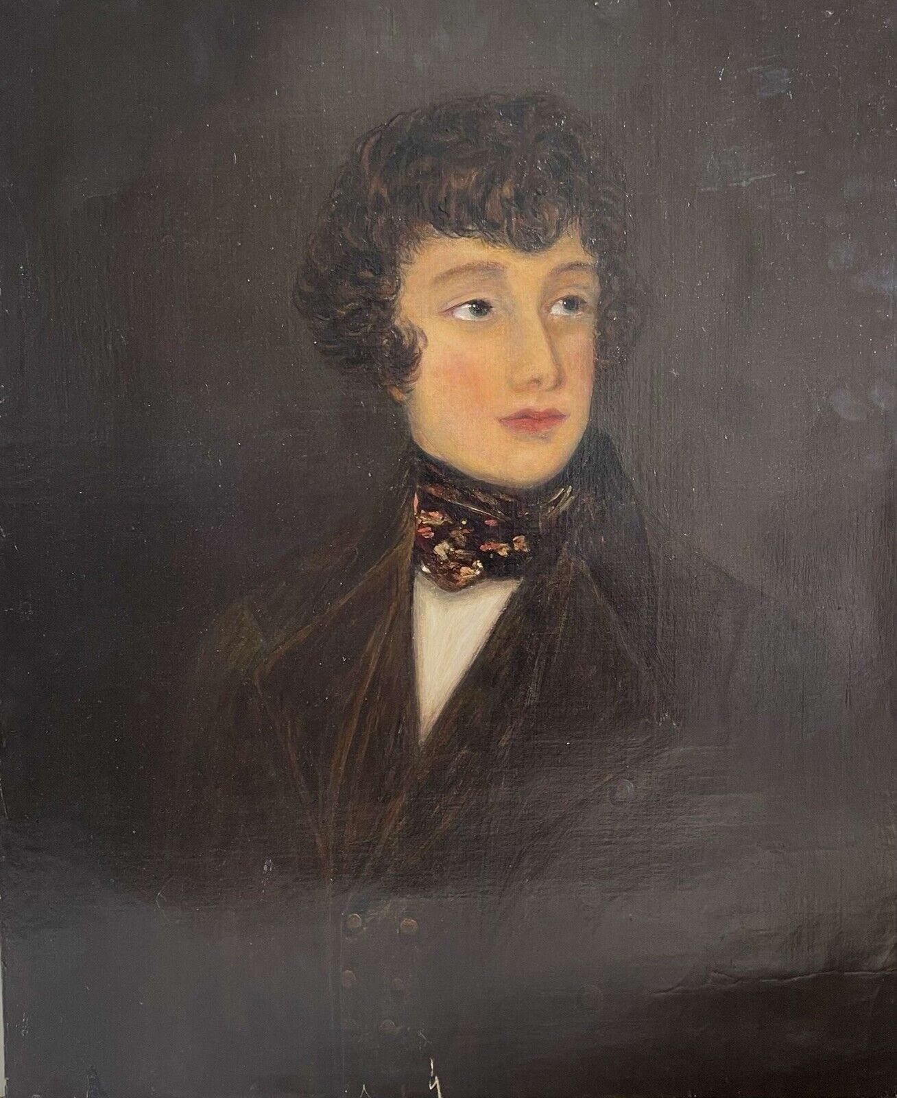 Antique Portrait Painting Of A Gentleman Circa 1840
