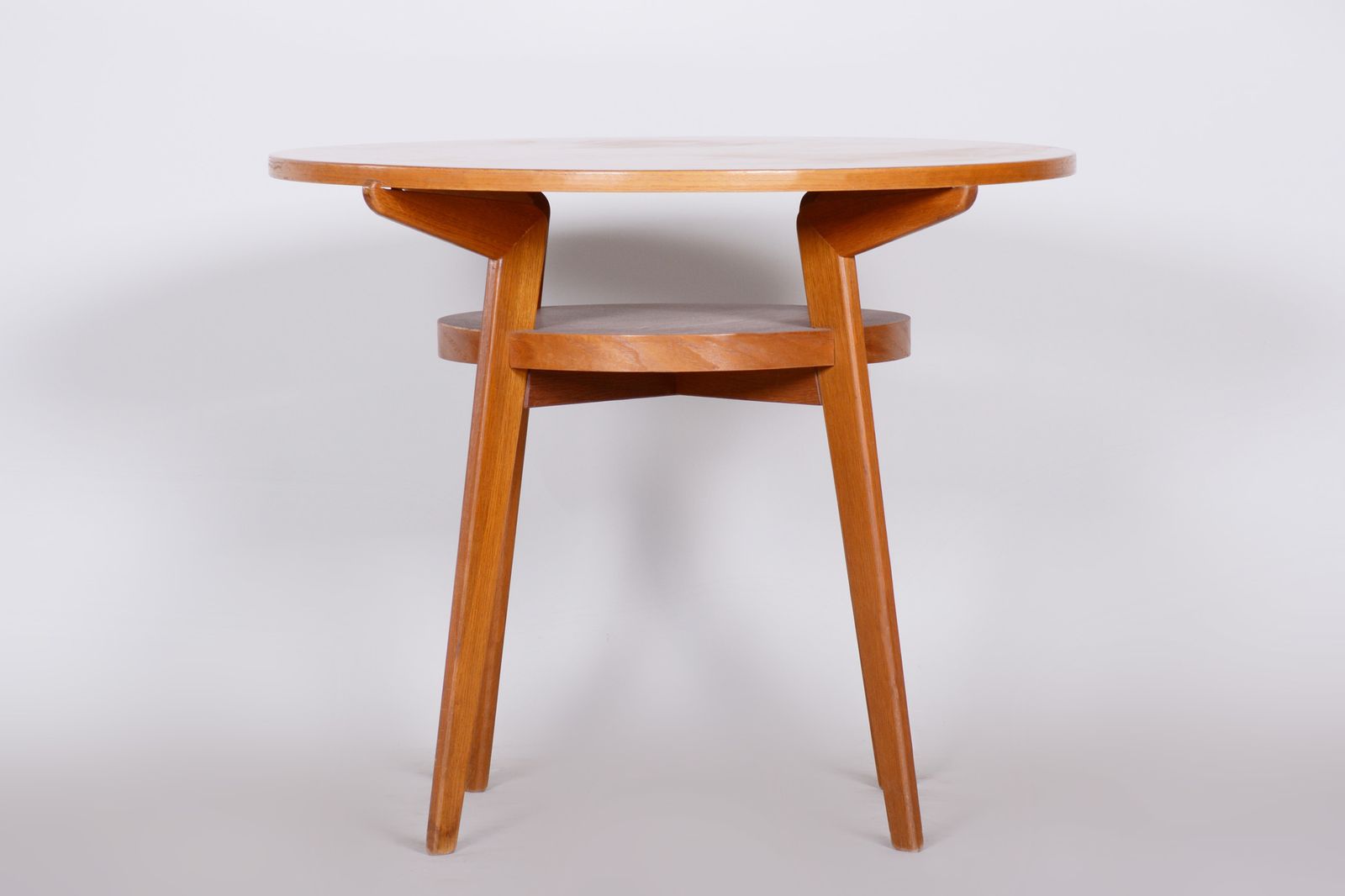 Small Mid Century Table, Made In Czechia, 1950s, Original Condition, Oak photo 370.0