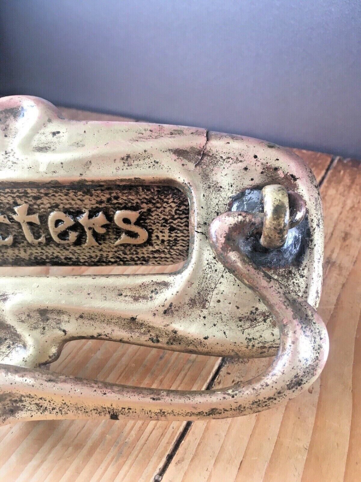 Reclaimed Antique Art Nouveau Brass Door Knocker Mail Letter Box Posting Slot photo Home Fixtures