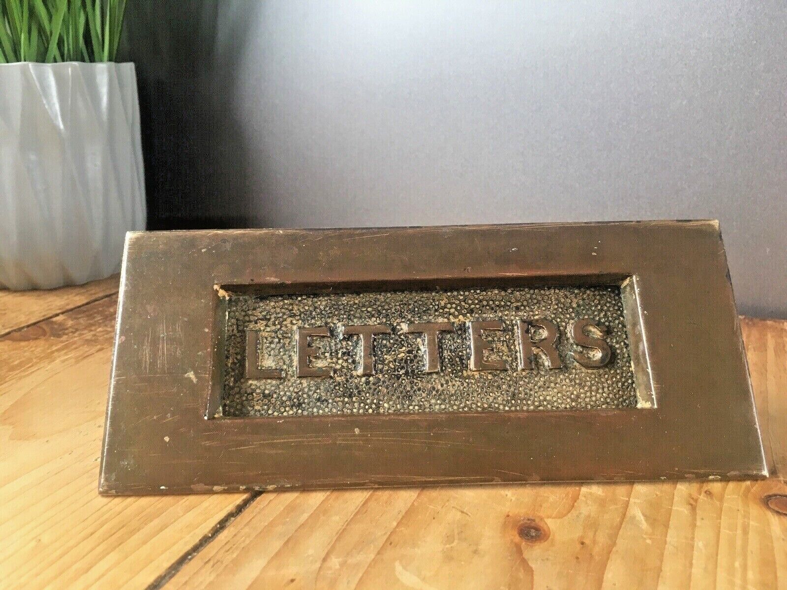 Reclaimed Antique Bronze Door Letter Letters Box Mail Posting Slot Copper Brass photo for sale