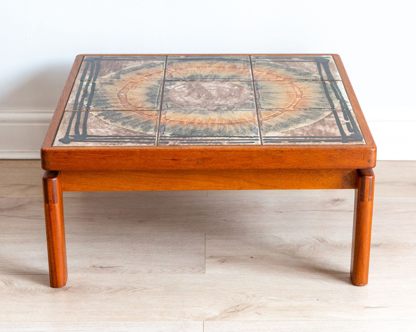 695.0 Signed Danish Ceramic Tiled Floating Ox Art Trioh Coffee Table Scandinavian 1970s Mid Century photo