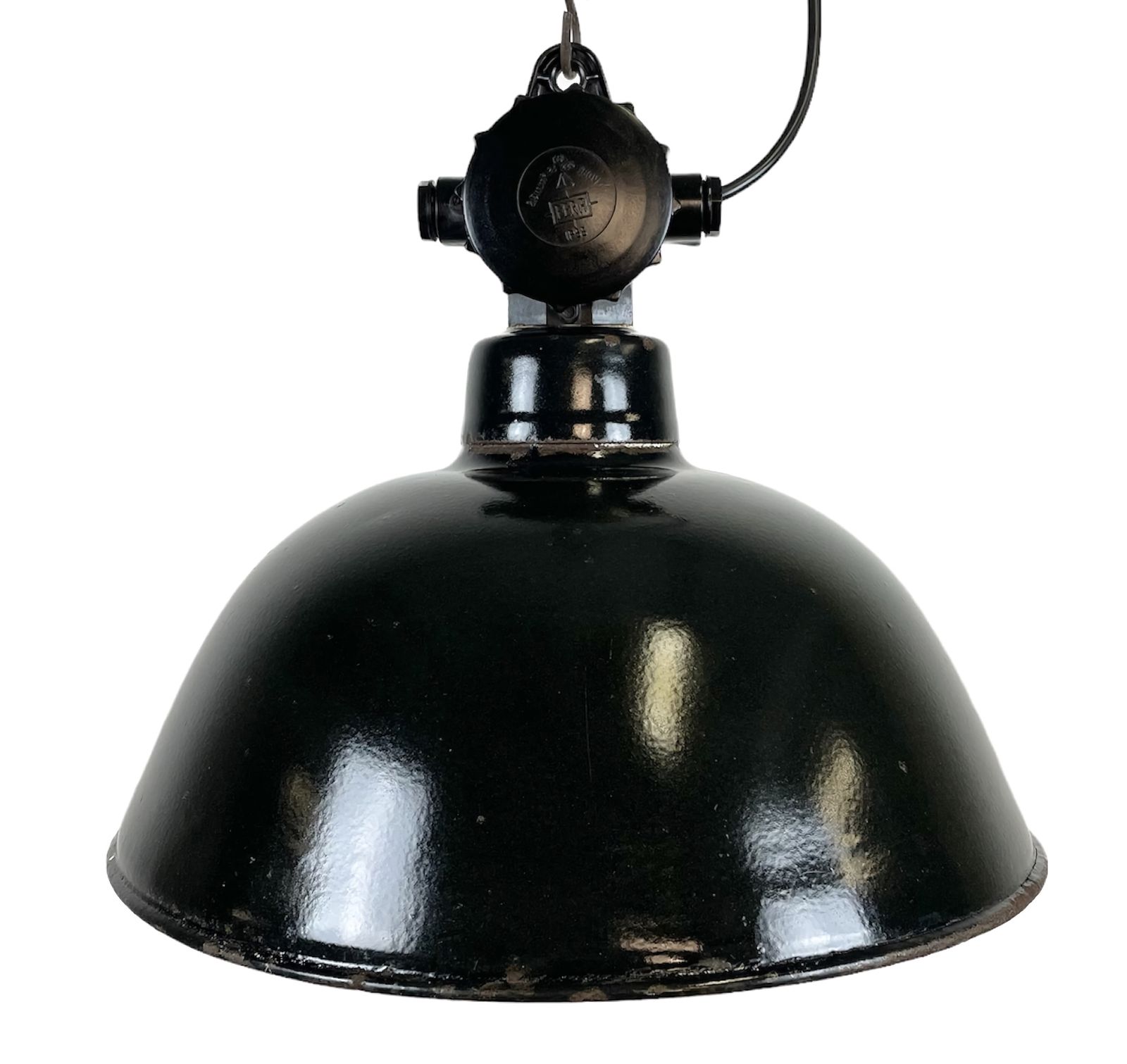 East German Enamel Factory Light By Lbd Veb Leuchtenbau Dresden, 1950s, 4x