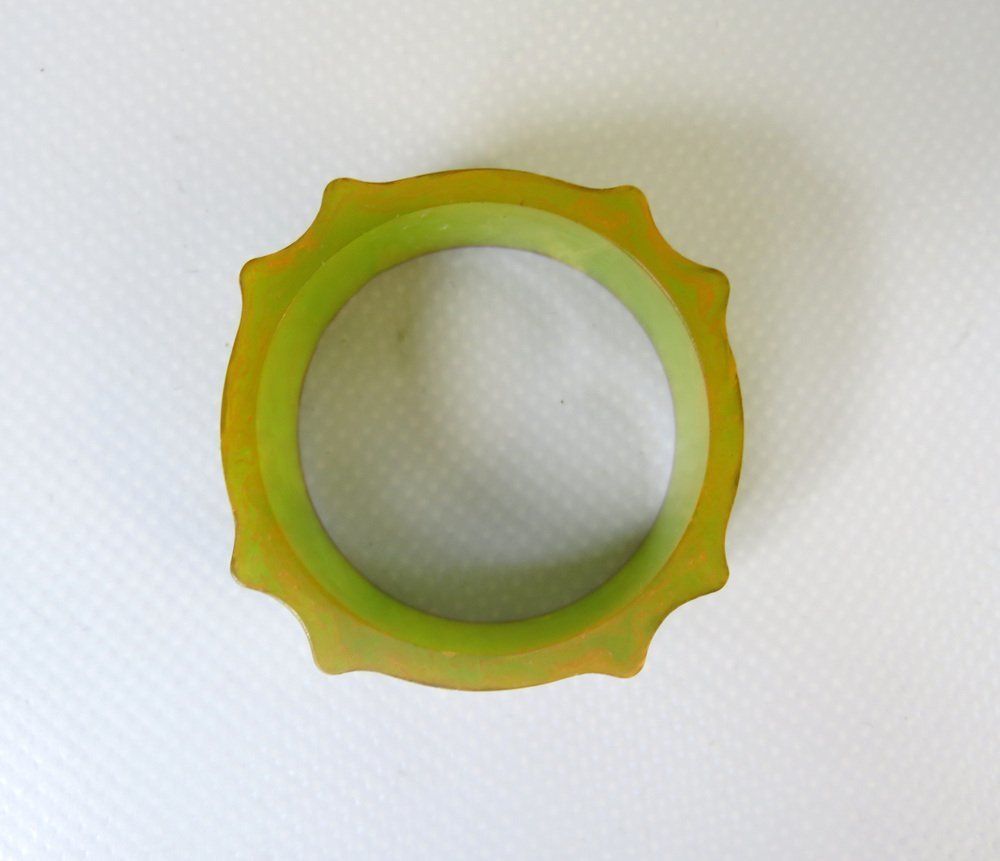 Home Decor Art Deco Catalin Napkin Rings In Green Amber, Set Of 6 photo
