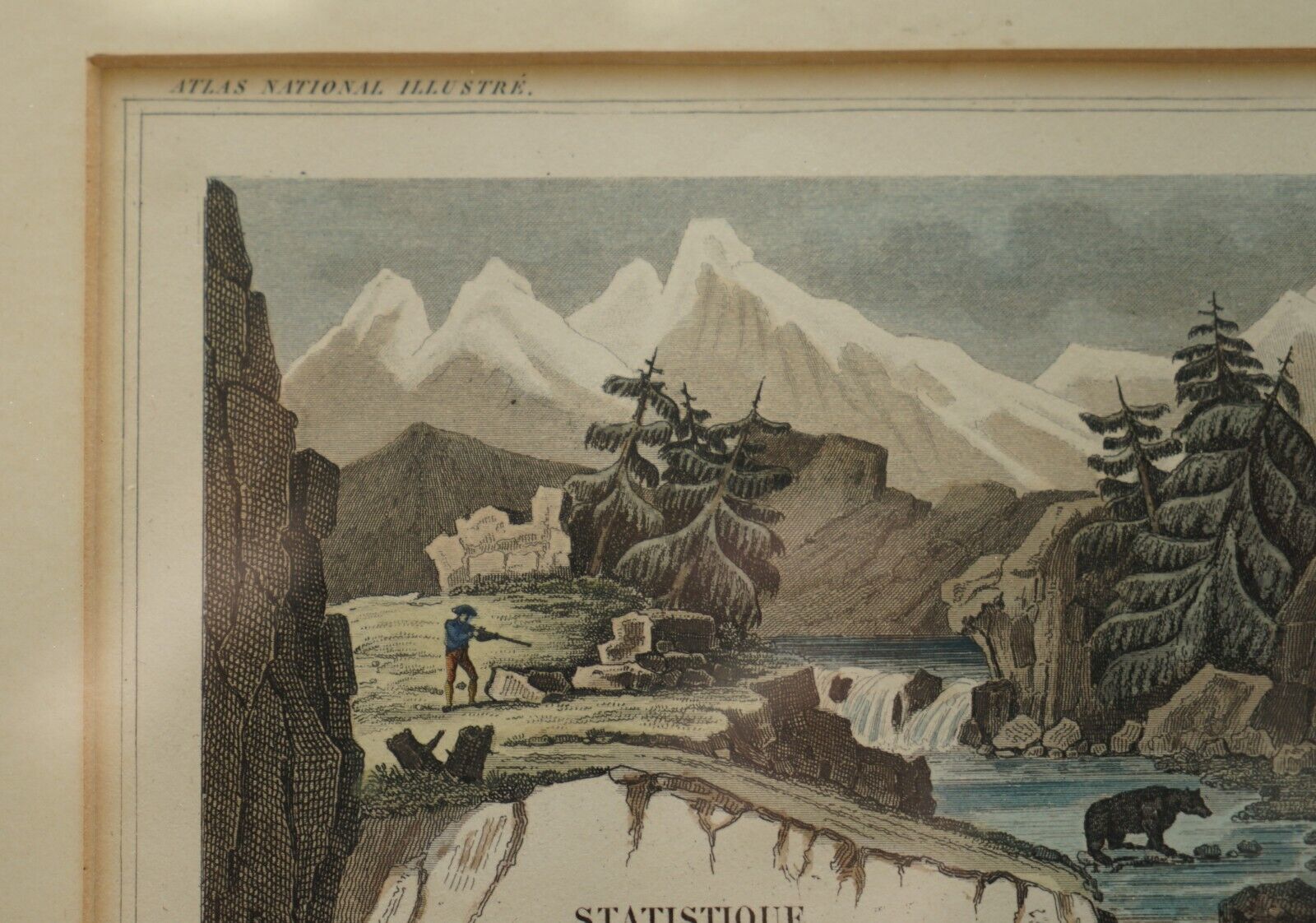 Fine French Antique 1856 Hand Watercolour Map Of Dept Des Hautes Pyrenees photo vinterior