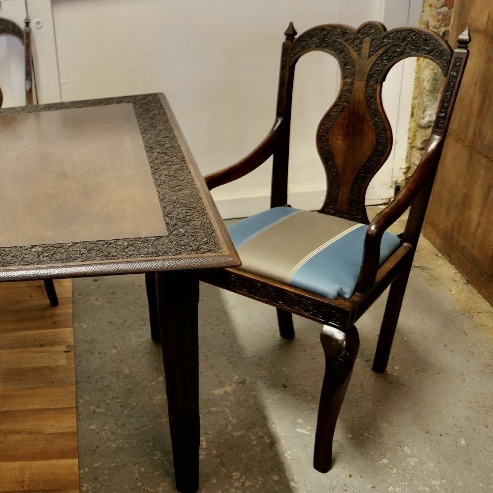 Carved Extending Table And 6 Matching Carver Chairs photo 2340.0