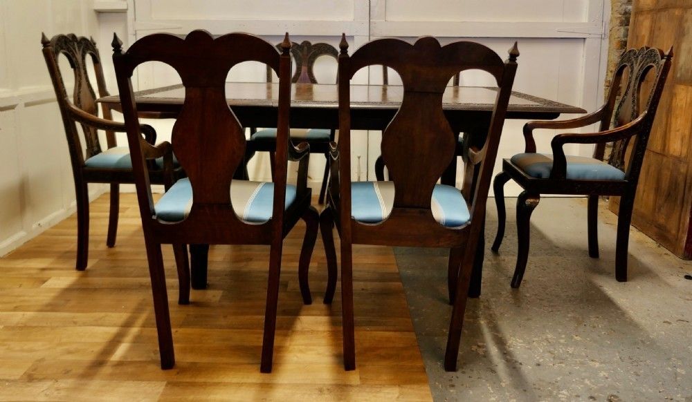 Carved Extending Table And 6 Matching Carver Chairs photo buy