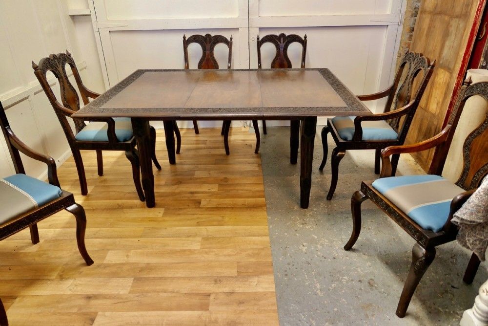 photo for sale Carved Extending Table And 6 Matching Carver Chairs