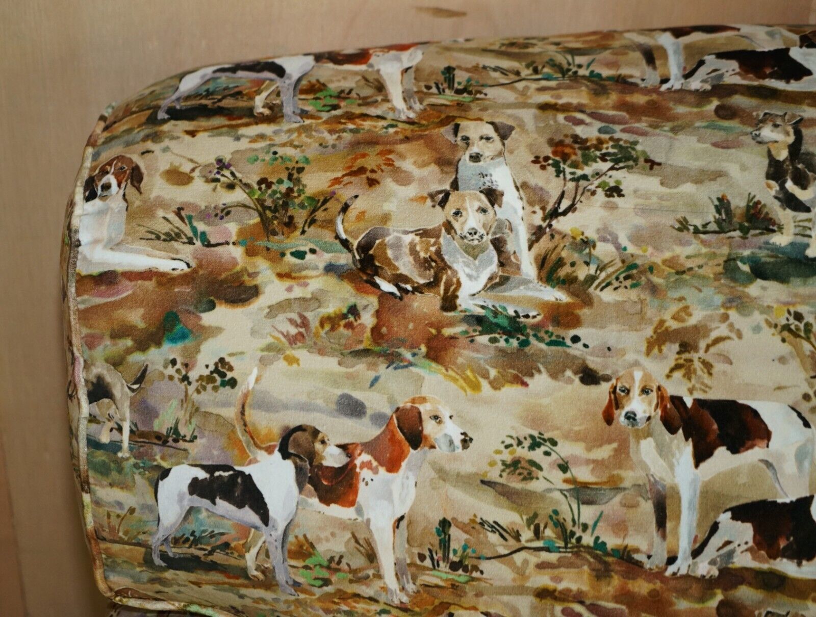 New Pair Of Mulberry Custom Made Howard Love Seat Armchairs Hounds Silk Velvet photo buy