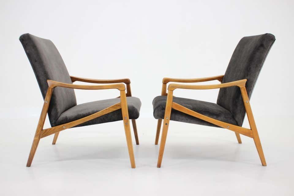 1960s Pair Of Beech Armchairs Czechoslovakia photo furniture