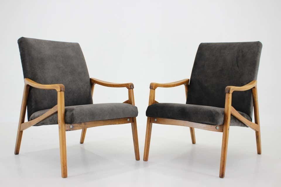 1960s Pair Of Beech Armchairs Czechoslovakia photo for sale