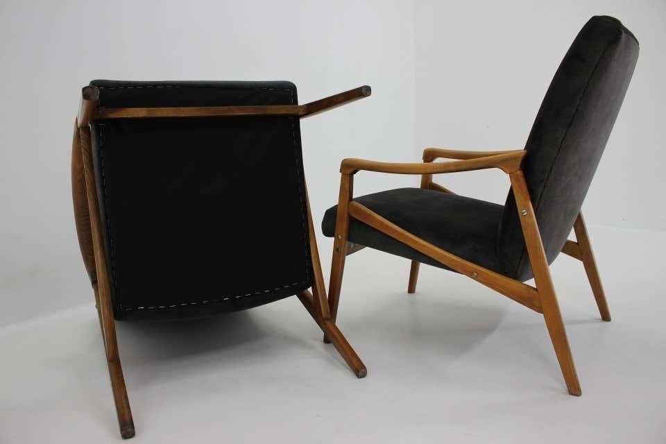 980.0 1960s Pair Of Beech Armchairs Czechoslovakia photo