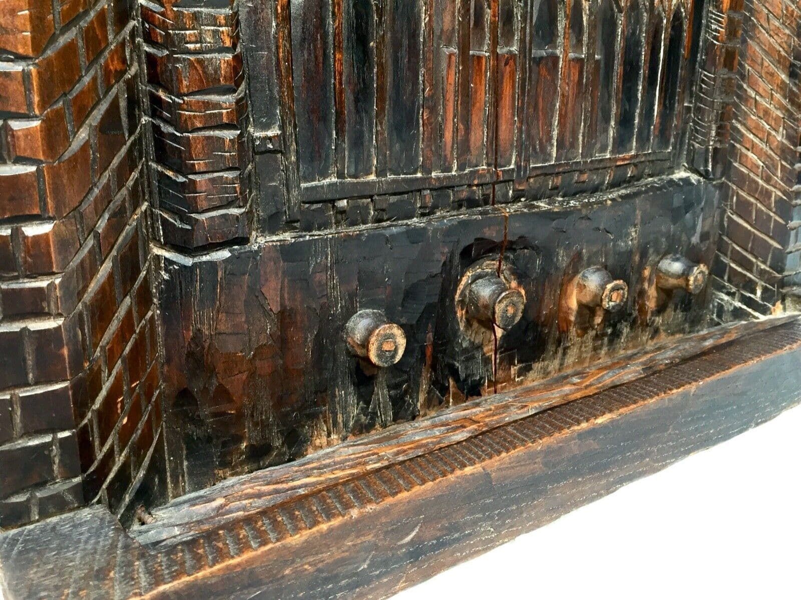 Antique Wooden Carved Fire Screen Of Liskeard Pipe Well Of St Martins C.1879 photo for sale