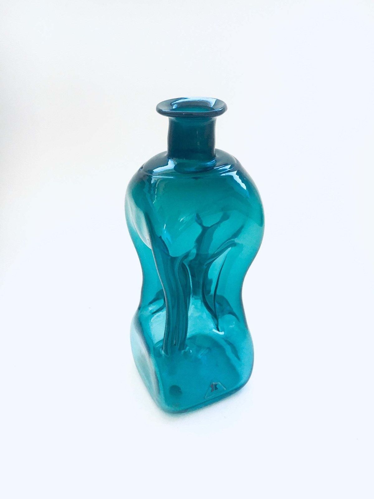 Midcentury Glass Kluk Kluk Pinched Decanter By Riihimaki Suomi Finland 1960's photo furniture