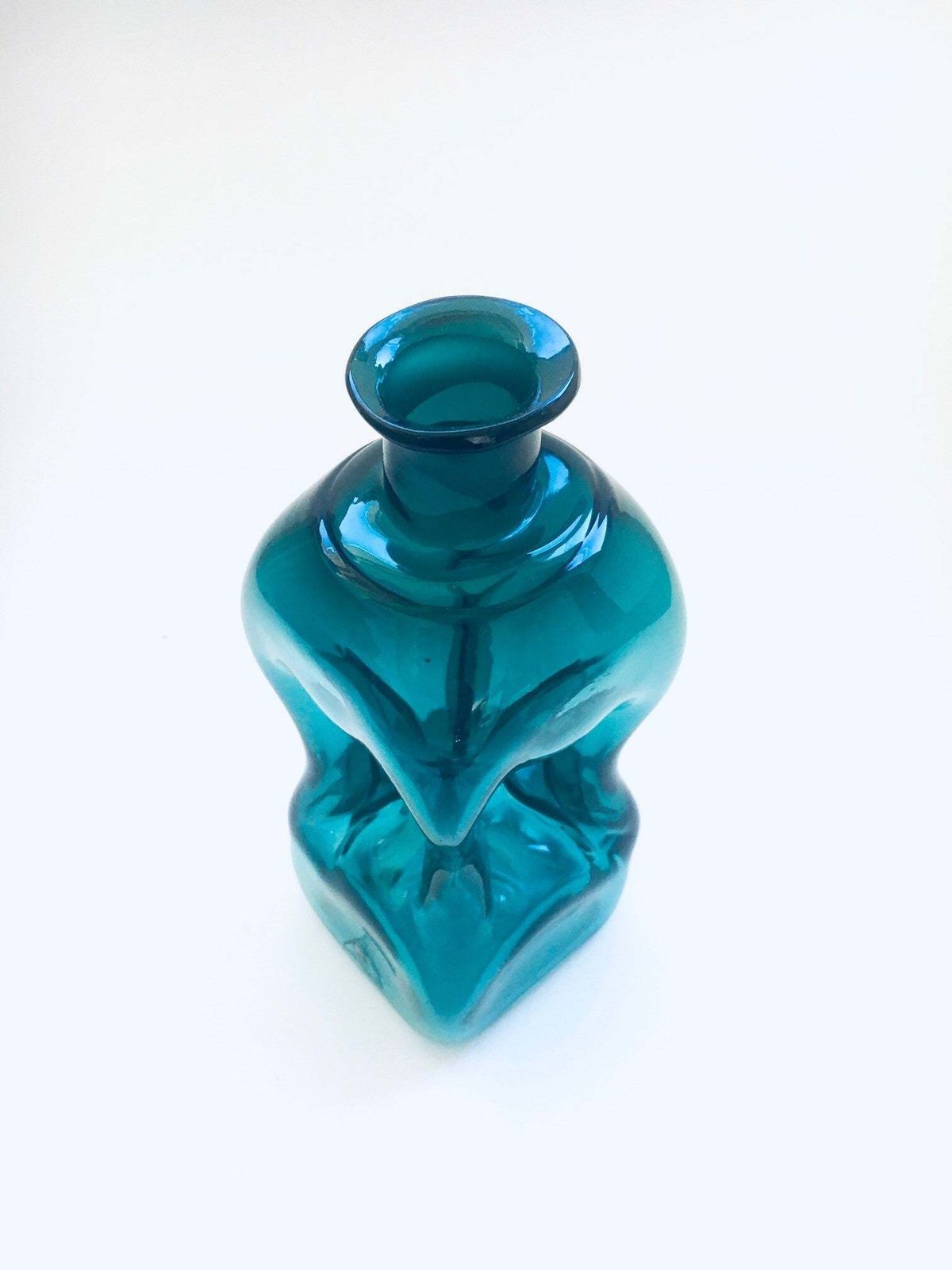 Midcentury Glass Kluk Kluk Pinched Decanter By Riihimaki Suomi Finland 1960's photo 99.2