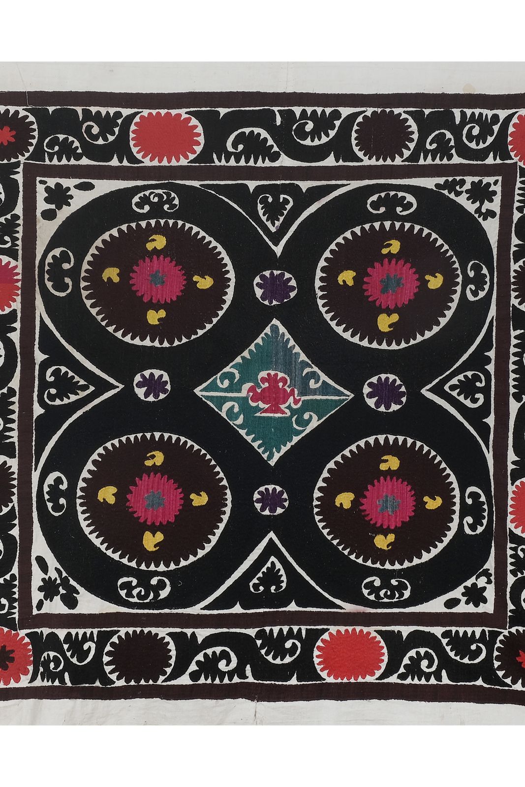 Suzani Tablecloth  Embrodiery Suzani Blanket   Uzbek Boho Embroidery Wall Decor   Tribal Bukhara Bedspread photo for sale