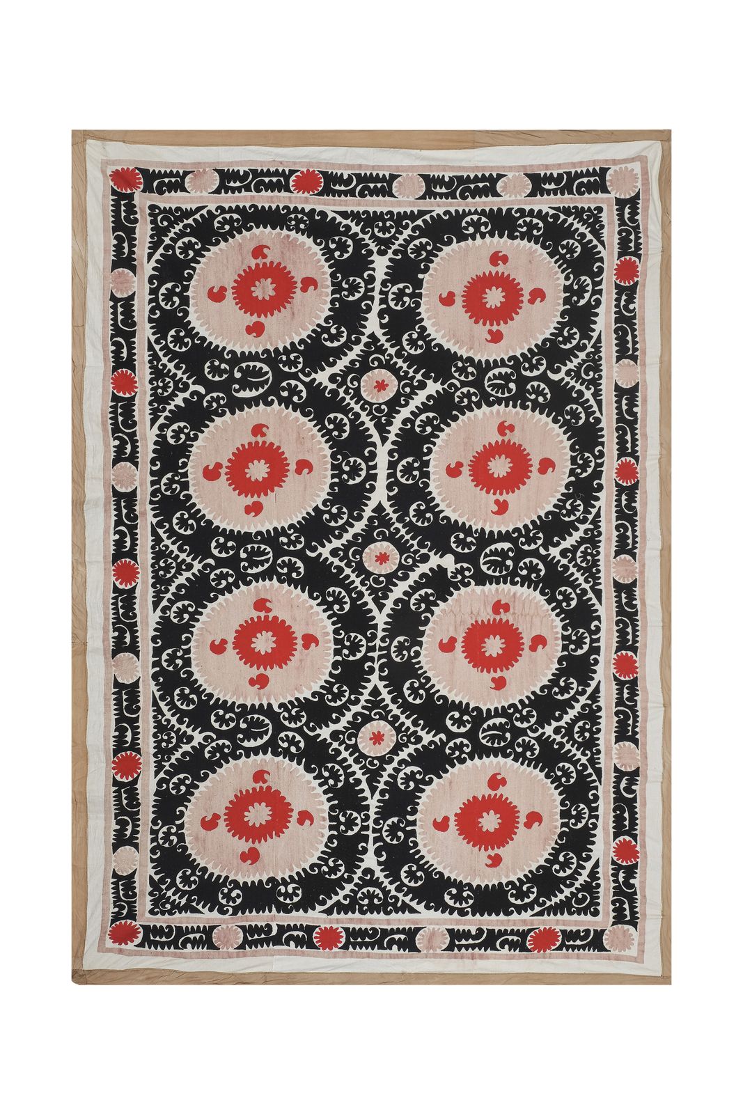 Vintage Suzani From Samarkand Uzbekistan, C.Asian Suzani Textile, Embroidered Wall Hanging Or Bed Cover 1970s 8'5" X 11'10"