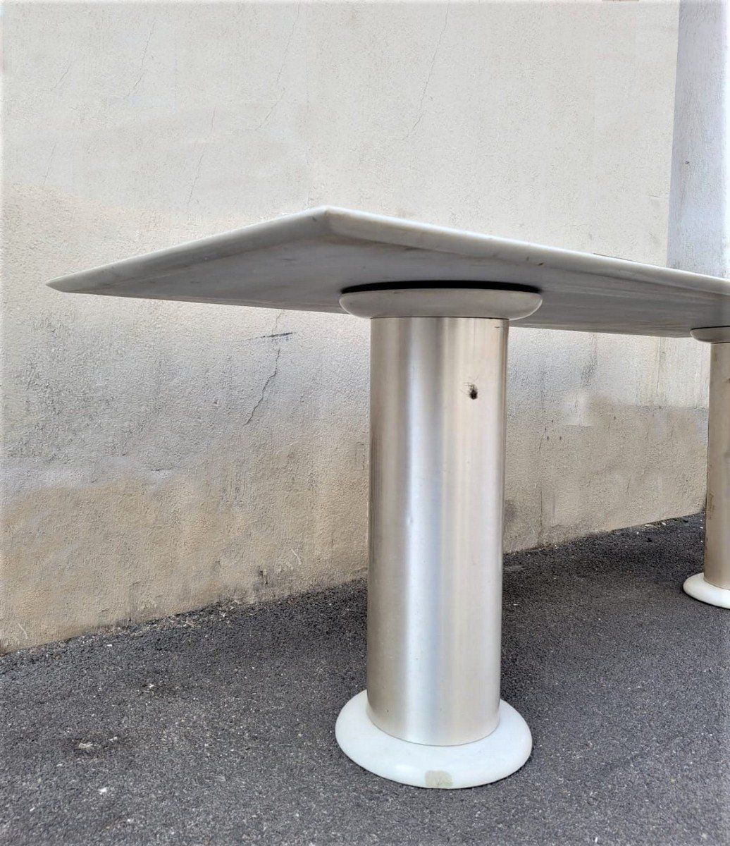 Lino Sabattini, Console In Marble And Brushed Aluminum, 20th Century photo vintage