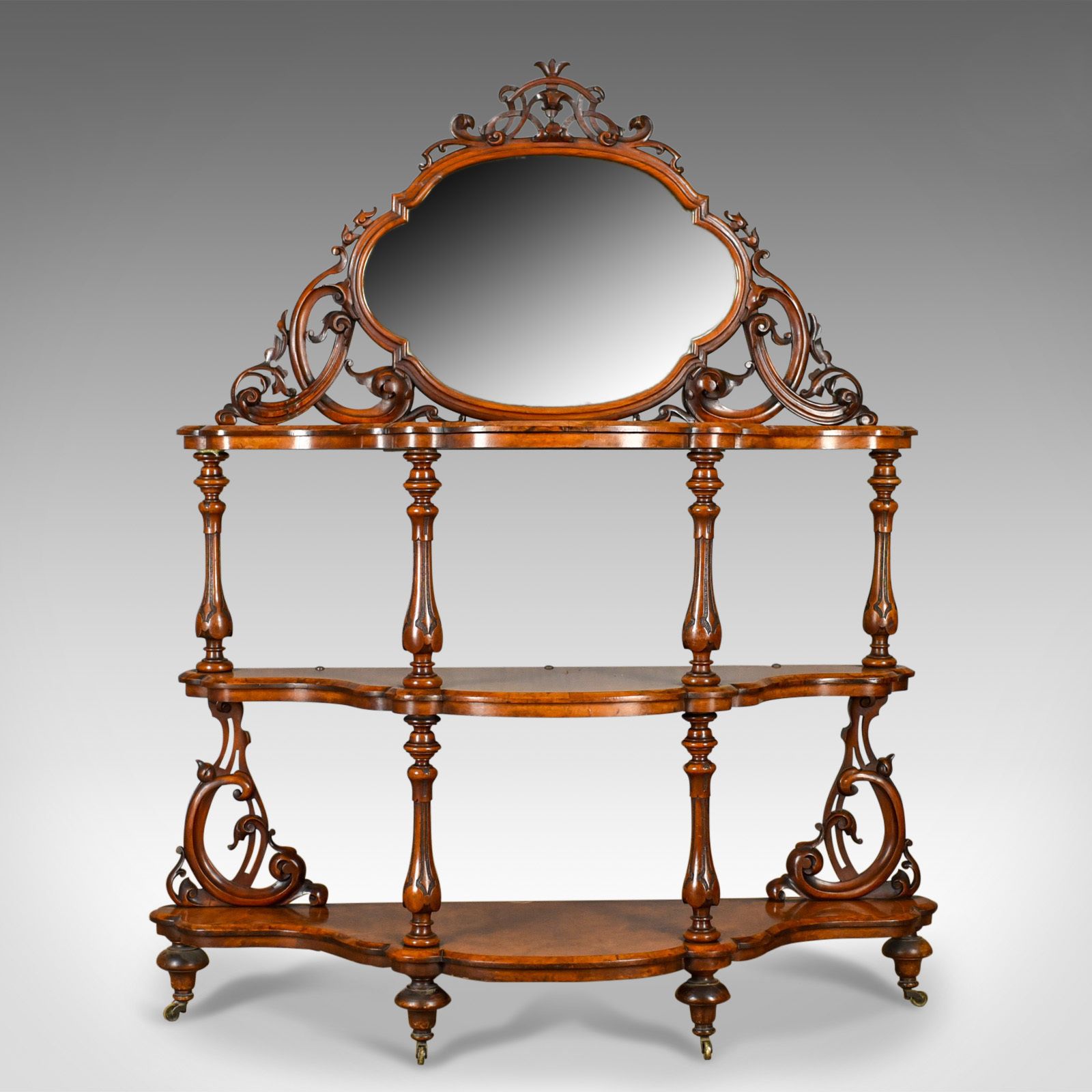 3950.0 Antique Whatnot, Irish, Burr Walnut, Mirror Stand Robert Strahan & Co Circa 1840 photo