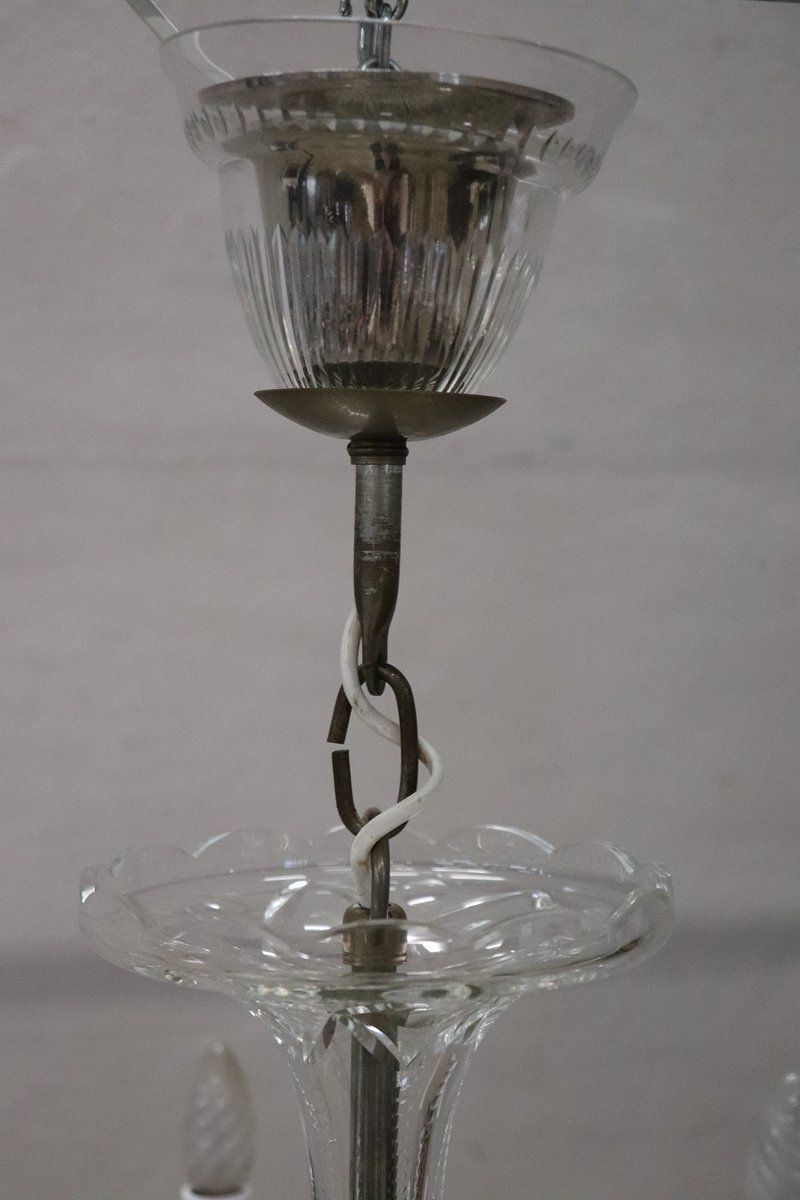 Vintage Transparent Murano Glass Chandelier 1980s photo Lighting