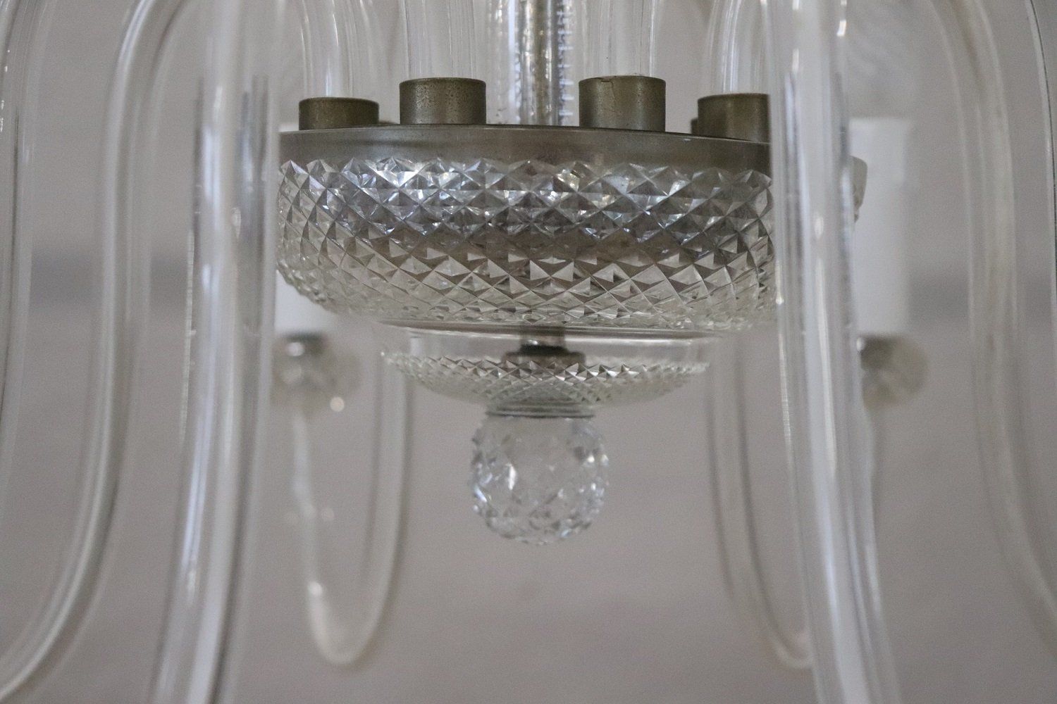 Vintage Transparent Murano Glass Chandelier 1980s photo 2470.08