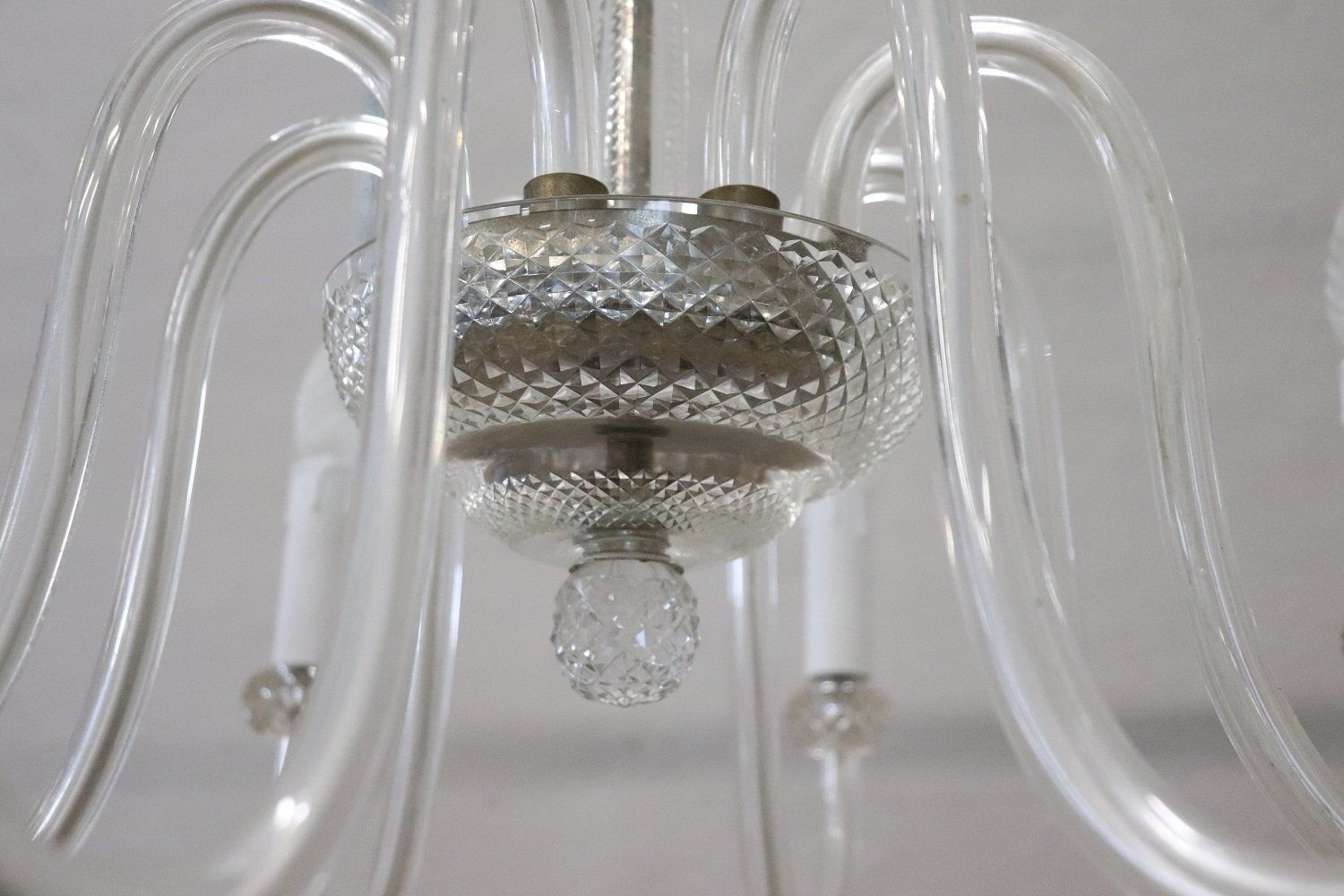 Vintage Transparent Murano Glass Chandelier 1980s photo vinterior