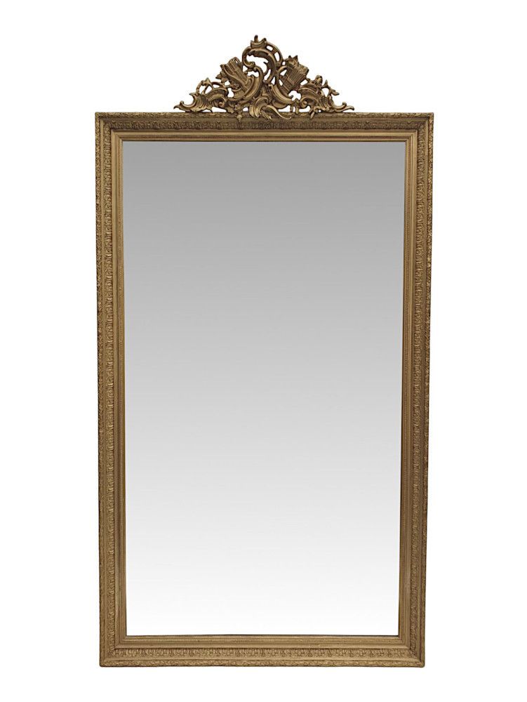 A Very Rare And Fine Pair Of 19th Century Overmantle Or Leaner Mirrors photo for sale