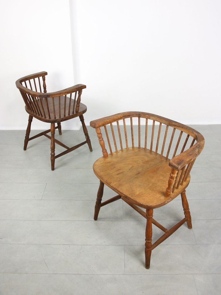 Antique Windsor Chairs With Low Back, Set Of 2 photo furniture