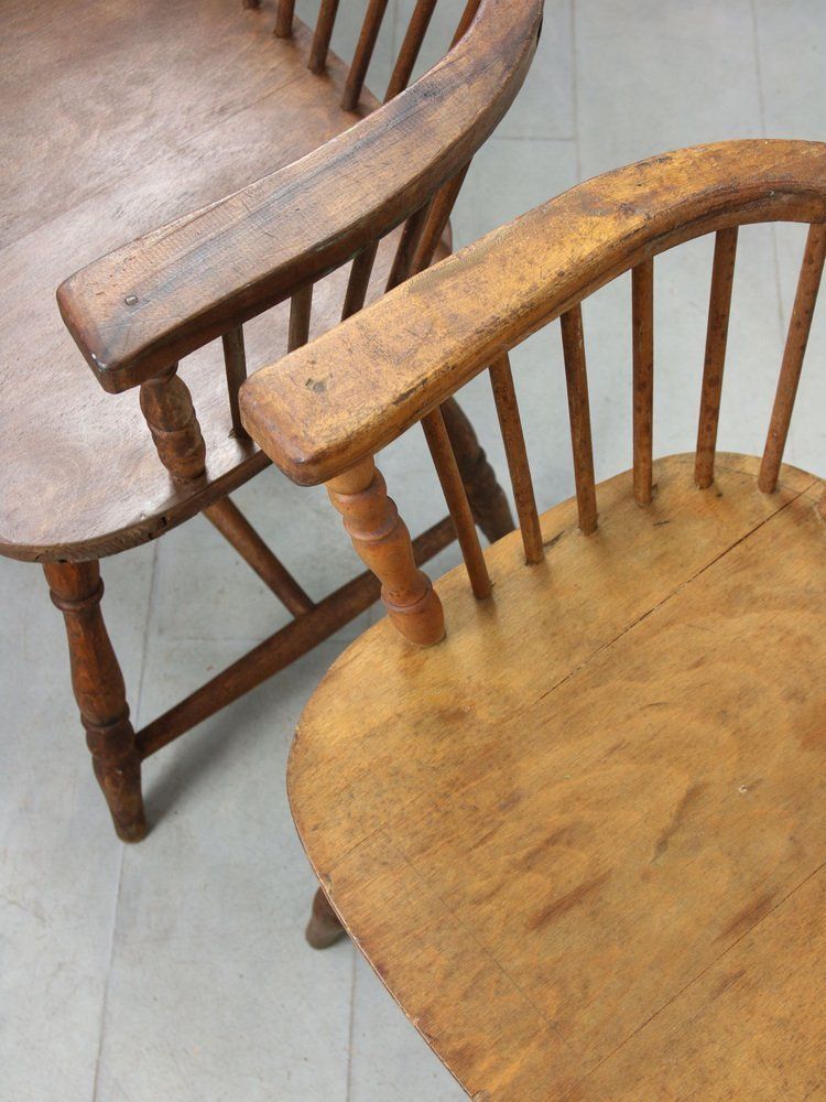 Antique Windsor Chairs With Low Back, Set Of 2 photo for sale