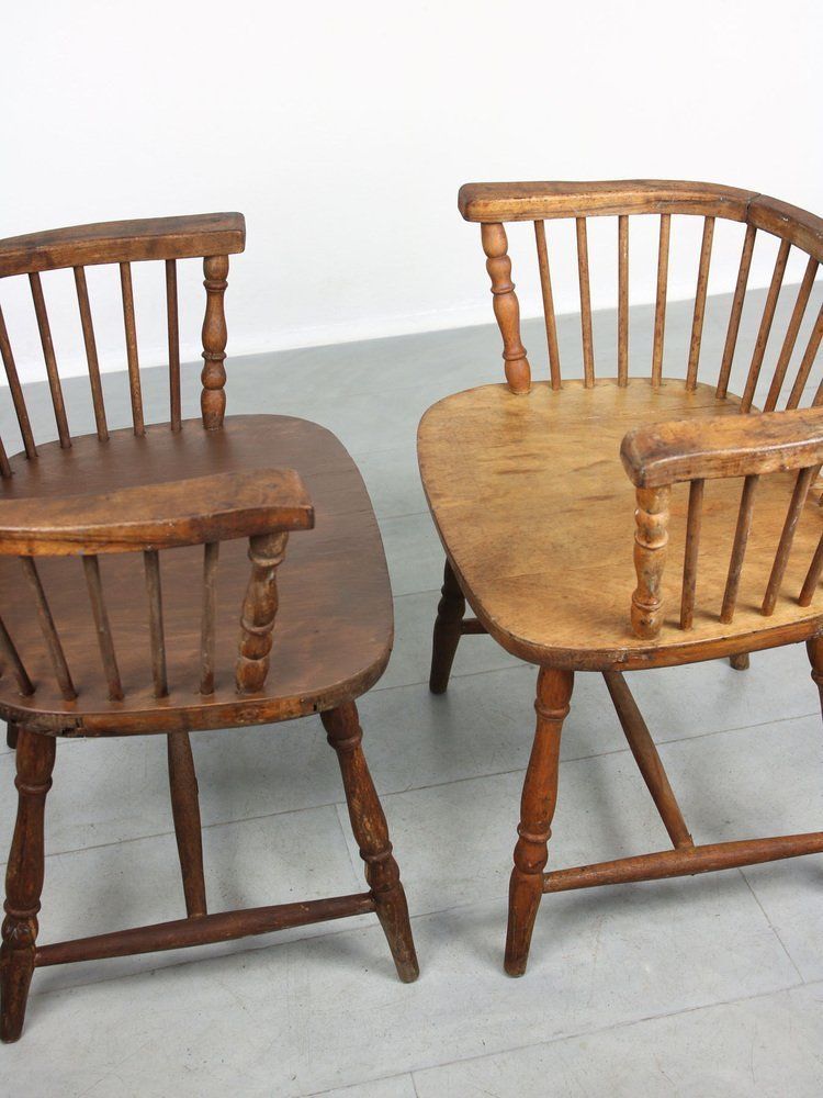 Antique Windsor Chairs With Low Back, Set Of 2 photo buy