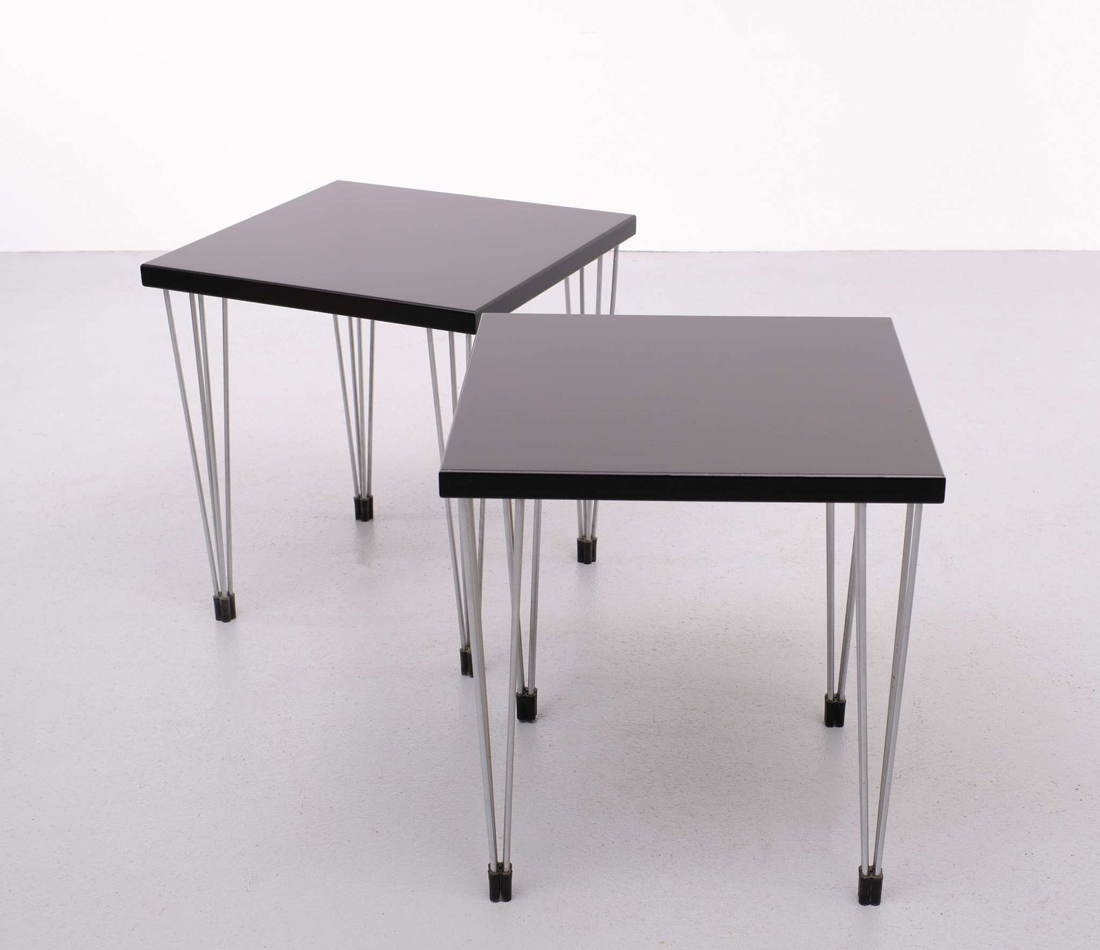Two Scandinavian Hairpin Legs Side Tables 1970s photo buy