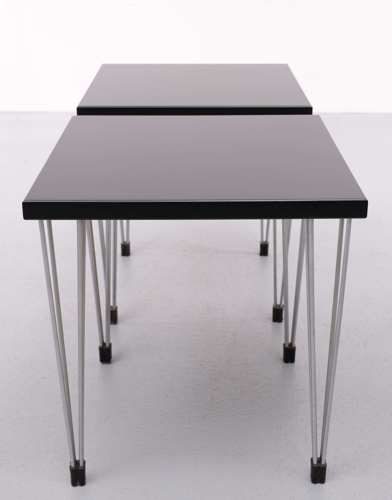 Two Scandinavian Hairpin Legs Side Tables 1970s photo vintage