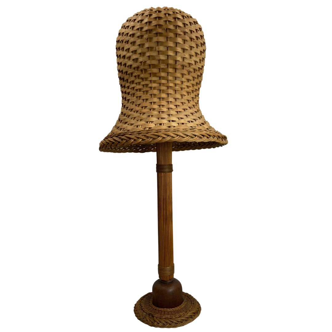 photo buy Midcentury Scandinavian Rattan Wicker Mushroom Floor Lamp, 1960s