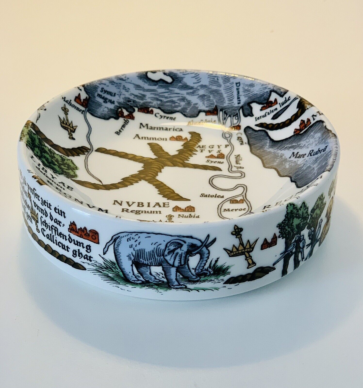 Mid Century Trinket Dish With Medieval Map Of North Africa Ptolemy