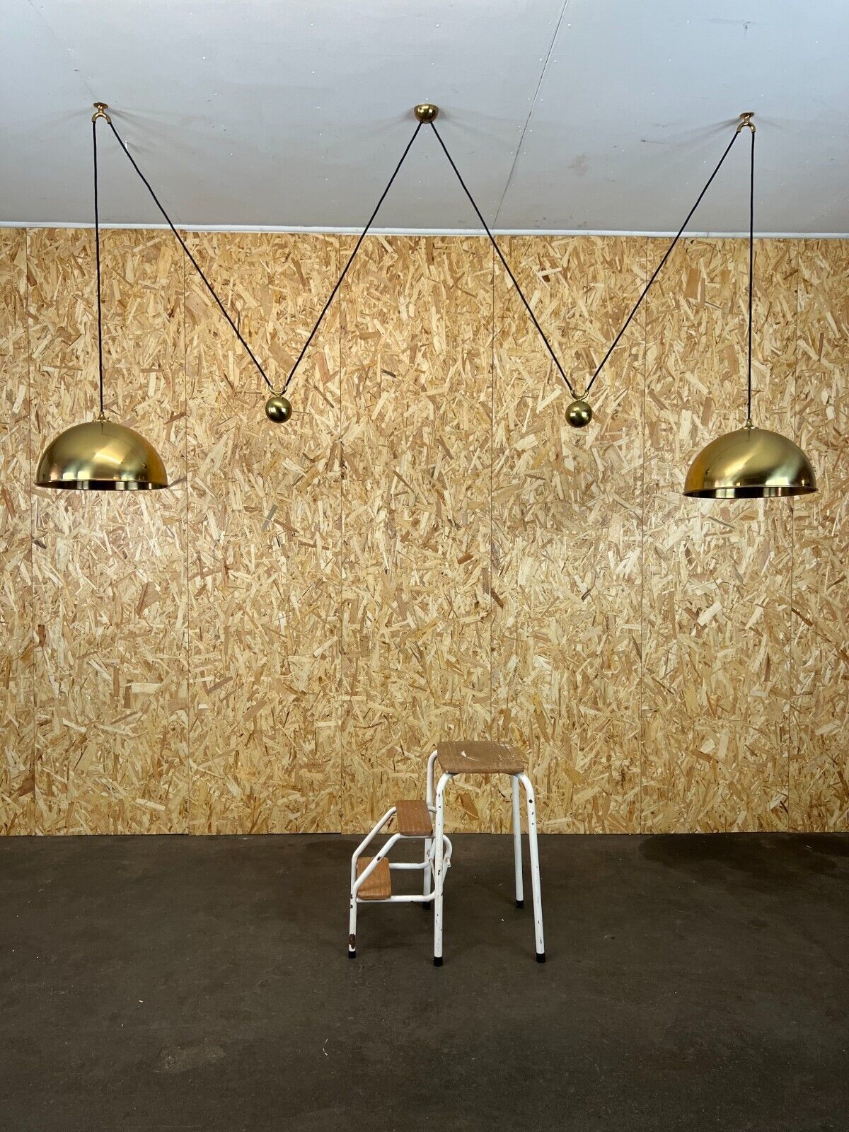 6681.0 60er 70er Florian Schulz Vintage Double Counterbalance Brass Design Pendant Lamp photo