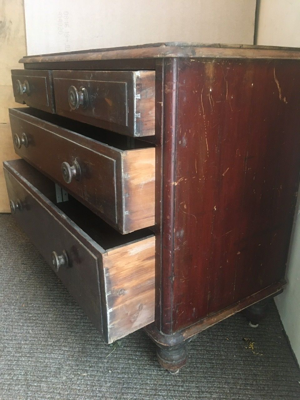 Victorian Pine Chest Of Drawers With Original Scrumble photo 275.0