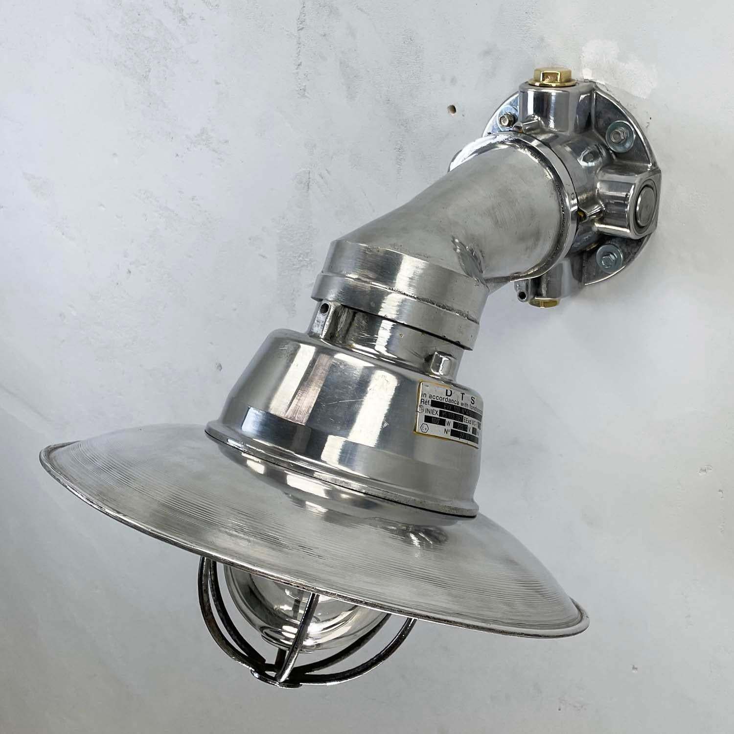 1980's Italian Cast Aluminum Flameproof Cantilever Wall Sconce With Cage & Shade photo vinterior