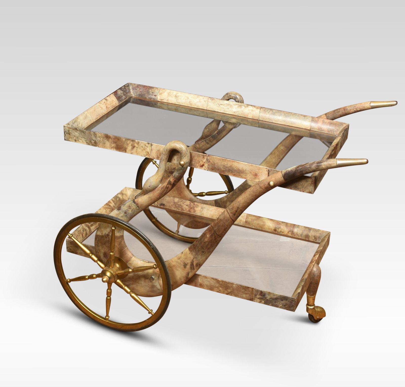 Goatskin And Brass Bar Or Dessert Cart By Aldo Tura photo vinterior