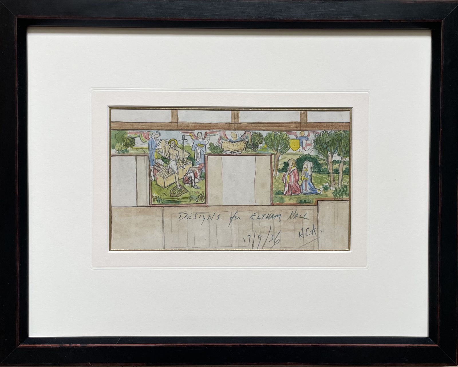 1930s British Watercolour Design For Mural By Harry Carleton Attwood photo for sale
