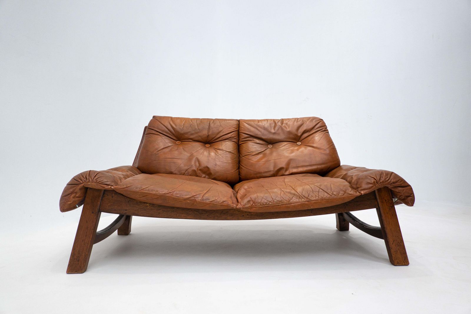 Mid Century Living Room Set, Original Cognac Leather, Brazilian Style, 1960s photo Furniture