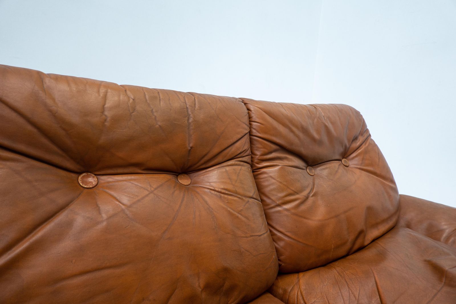 Furniture Mid Century Living Room Set, Original Cognac Leather, Brazilian Style, 1960s photo